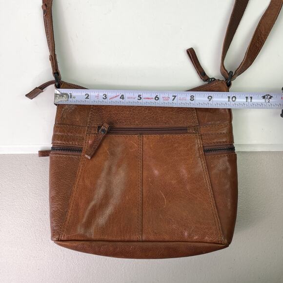 Spikes and Sparrow Tan Brown Leather Medium Crossbody Shoulder Bag Purse - Picture 16 of 16
